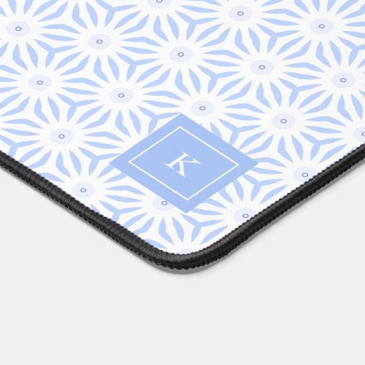Elegant Light Blue Modern Geometric  デスクマット (コーナー)