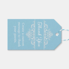 Elegant Light Blue Quinceañera Butterfly Birthday ギフトタグ