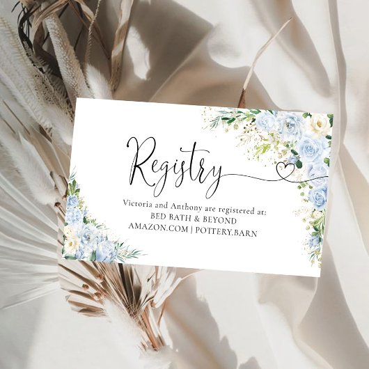 Elegant Light Blue Registry Enclosure Card エンクロージャーカード