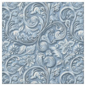Elegant light blue tooled leather floral ファブリック (クローズアップ)