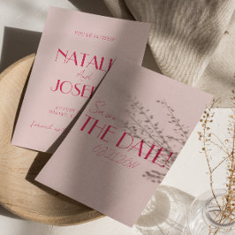 Elegant Light Deep Pink Minimalist Wedding セーブザデート