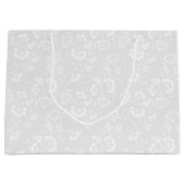 Elegant Light Gray Botanical Floral Pattern ラージペーパーバッグ (正面)