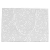 Elegant Light Gray Botanical Floral Pattern ラージペーパーバッグ (裏面)