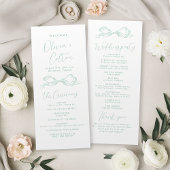 Elegant Light Green Hand Drawn Bow Wedding Program メニュー