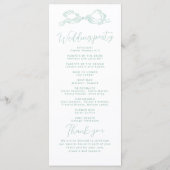 Elegant Light Green Hand Drawn Bow Wedding Program メニュー (裏面)