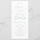 Elegant Light Green Hand Drawn Bow Wedding Program メニュー (正面)
