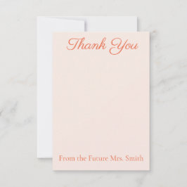 Elegant Light Orange Bridal Shower Thank You Cards サンキューカード