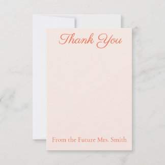 Elegant Light Orange Bridal Shower Thank You Cards サンキューカード