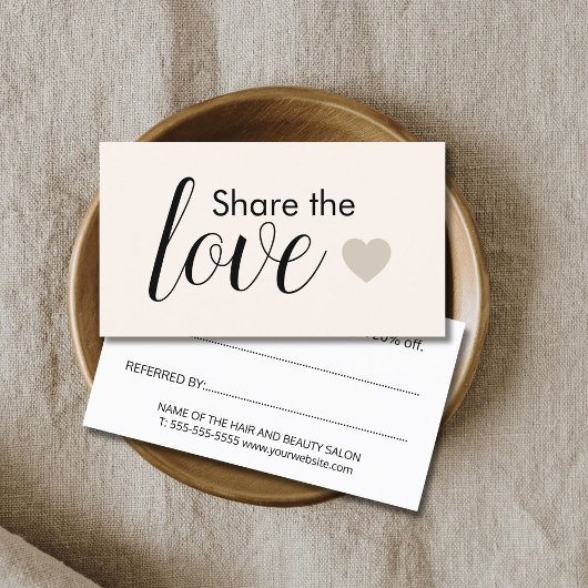 Elegant Light Pastel Heart Beauty Salon 紹介カード