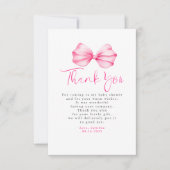 Elegant Light Pink Bow Baby Shower Thank You サンキューカード (正面)