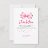Elegant Light Pink Bow Birthday Thank You サンキューカード (正面)