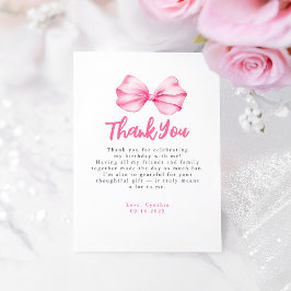 Elegant Light Pink Bow Birthday Thank You サンキューカード