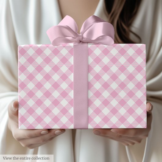 Elegant Light Pink Tartan Birthday Wrapping Paper ラッピングペーパー
