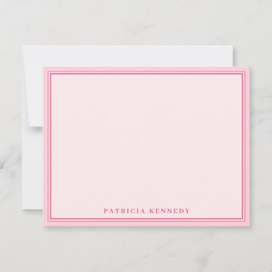 Elegant Light Pink Two Border Name Personalized ノートカード (正面)