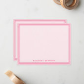Elegant Light Pink Two Border Name Personalized ノートカード (正面/裏面インサイチュ)