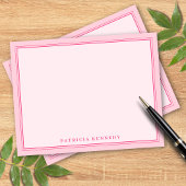 Elegant Light Pink Two Border Name Personalized ノートカード