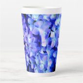Elegant light purple blue magenta floral hydrangea カフェラテマグ (正面)