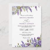 Elegant Light Purple Lavender QR Code Wedding 招待状 (正面)