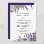 Elegant Light Purple Lavender QR Code Wedding 招待状 (正面/裏面)