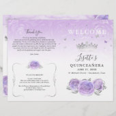 Elegant Light Purple Silver Quinceanera Program (正面/裏面)