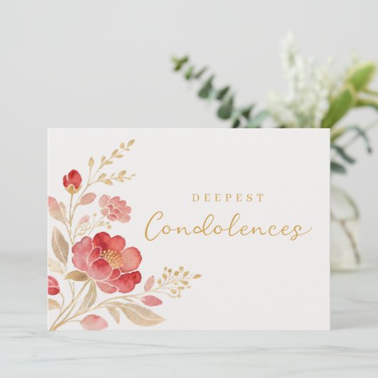 Elegant Light Red Floral & Golden Corner Sympathy (スタンド正面)