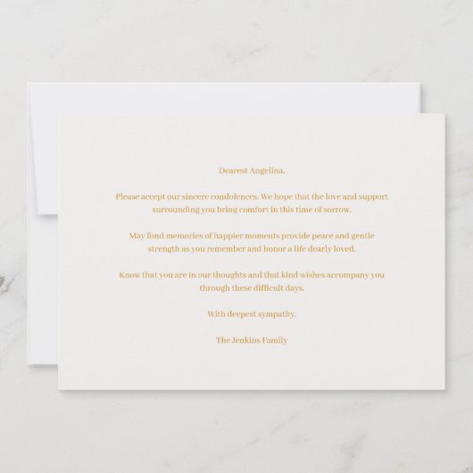 Elegant Light Red Floral & Golden Corner Sympathy (裏面)