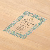 Elegant Light Teal 15th Birthday Quinceanera アクリル招待状 (レイダウン)