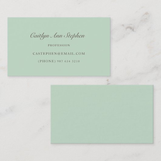 Elegant Light Teal Business Card 名刺 (正面/裏面)