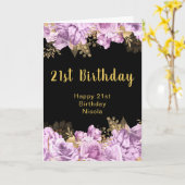 Elegant Lilac and Gold Flowers Birthday Party カード (黄色い花)