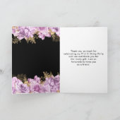 Elegant Lilac and Gold Flowers Birthday Party サンキューカード (内部)