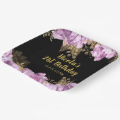 Elegant Lilac and Gold Flowers Birthday Party ペーパープレート (傾斜あり)