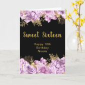 Elegant Lilac and Gold Flowers Sweet Sixteen カード (黄色い花)