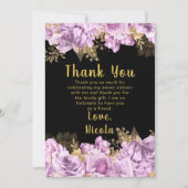 Elegant Lilac and Gold Flowers Sweet Sixteen サンキューカード (正面)