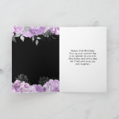 Elegant Lilac and Silver Flowers Birthday Party  カード (内部)