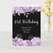 Elegant Lilac and Silver Flowers Birthday Party  カード (黄色い花)