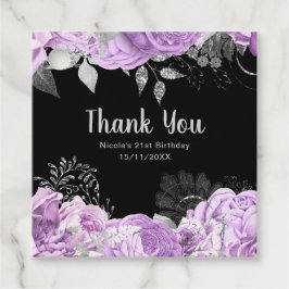 Elegant Lilac and Silver Flowers Birthday Party フェイバータグ