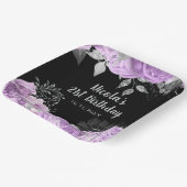 Elegant Lilac and Silver Flowers Birthday Party  ペーパープレート (傾斜あり)