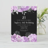 Elegant Lilac and Silver Flowers Birthday Party 招待状 (スタンド正面)