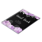 Elegant Lilac and Silver Flowers Guest Book ノートブック (左側)