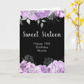 Elegant Lilac and Silver Flowers Sweet Sixteen カード (黄色い花)