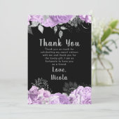 Elegant Lilac and Silver Flowers Sweet Sixteen サンキューカード (スタンド正面)