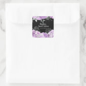 Elegant Lilac and Silver Flowers Sweet Sixteen スクエアシール (バッグ)