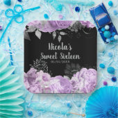 Elegant Lilac and Silver Flowers Sweet Sixteen ペーパープレート (パーティー)
