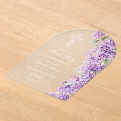 Elegant Lilac Arch First Communion アクリル招待状 (レイダウン)