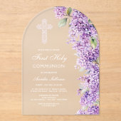 Elegant Lilac Arch First Communion アクリル招待状 (正面)