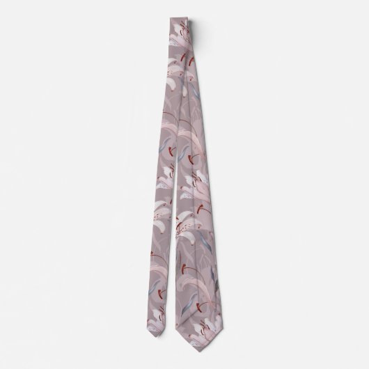 Elegant Lilac Lily Floral Wedding Tie ネクタイ (裏面)