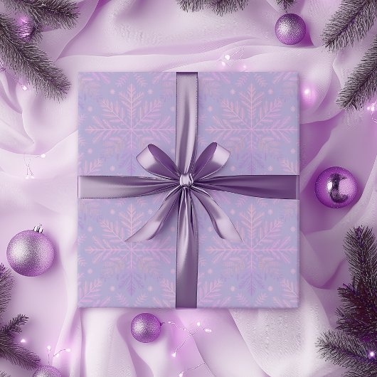 Elegant Lilac Snowflake Christmas Pattern ラッピングペーパー