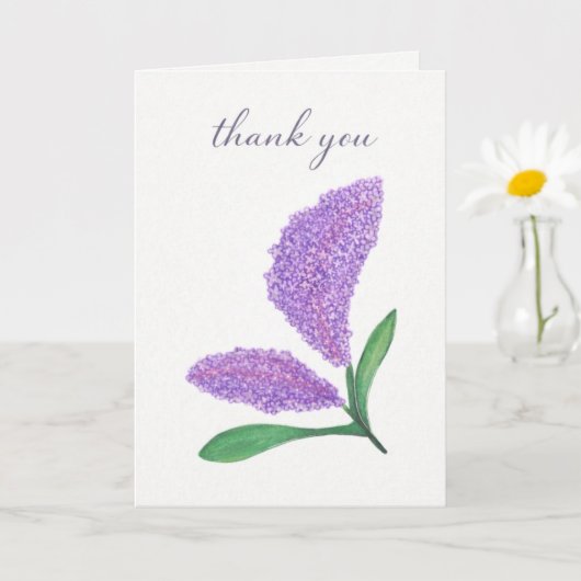 Elegant Lilac Watercolor Thank You Card カード (小さな植物)