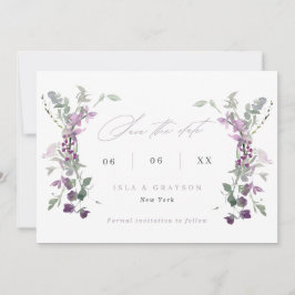 Elegant Lilac Wildflowers Wedding セーブザデート