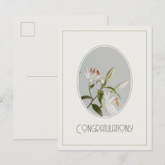 Elegant lilly vintage Congratulations ポストカード (正面/裏面)